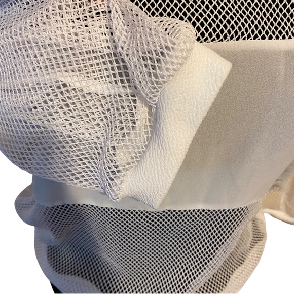 NWOT Beware! White Mesh Net Sheer Top Women’s Size Large - Picture 10 of 16
